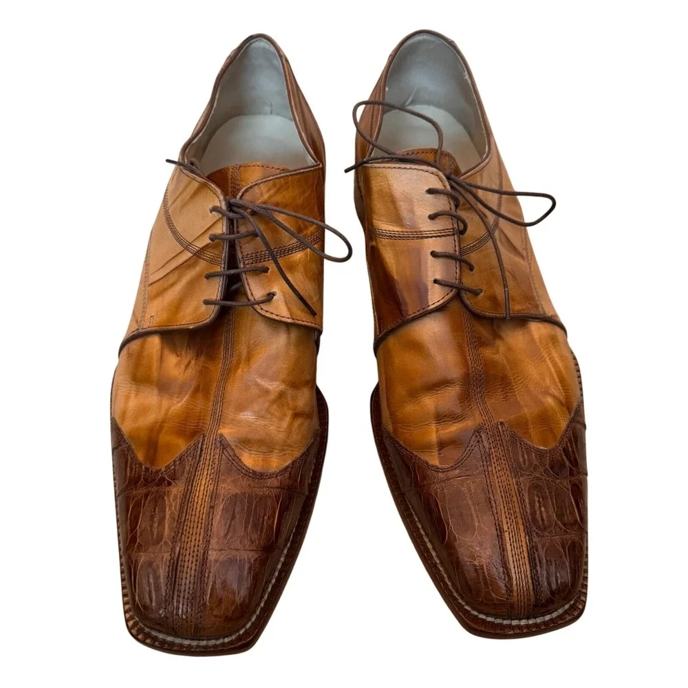 Belvedere Florence Genuine Crocodile Leather Italian Men's Dress Shoes Sz 13 M